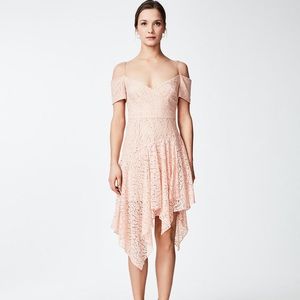NWT Nicole Miller flowy pink lace scarf dress